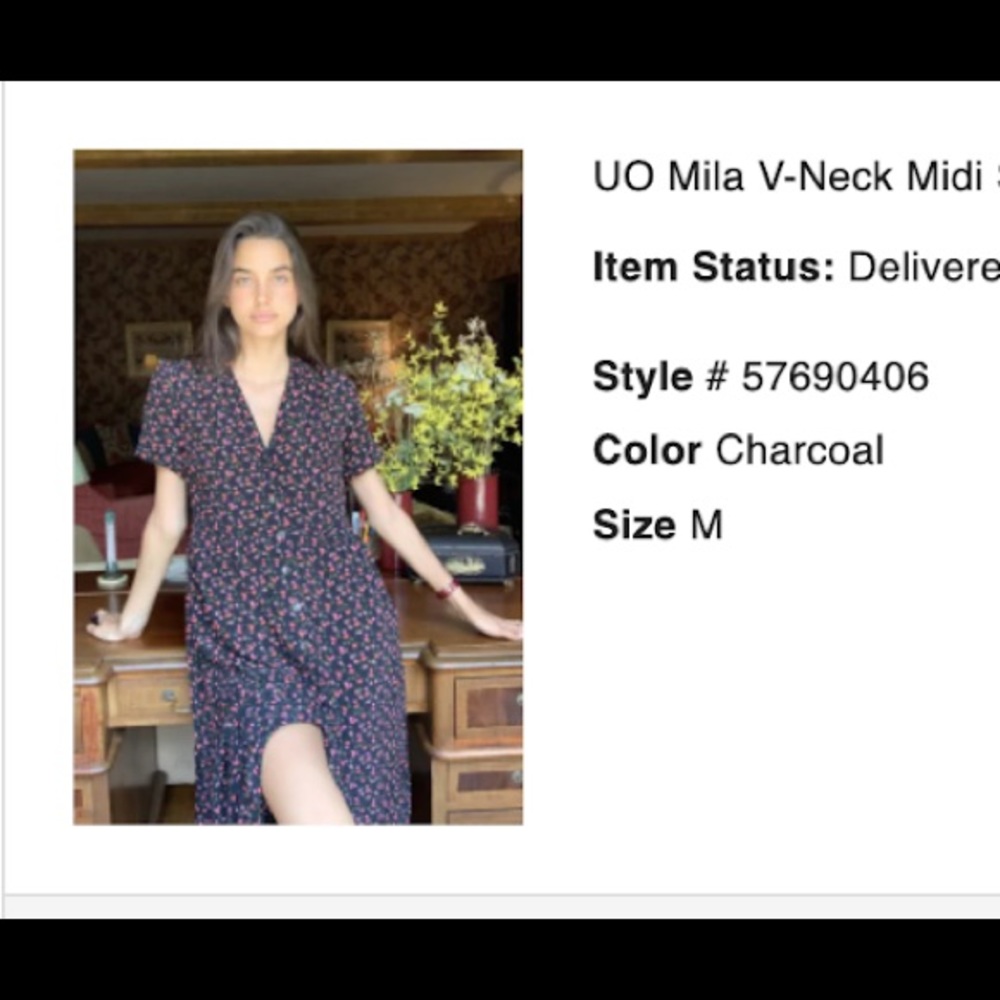 V-neck Button-up Floral Midi Dress